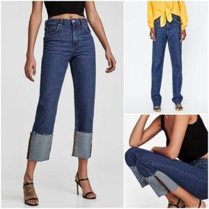 New Zara the folded up straight in malibu blue jeans size 4